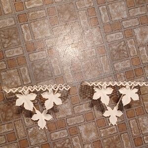 Home Interiors Cream Leaf Lace Trim Metal Set Of 2